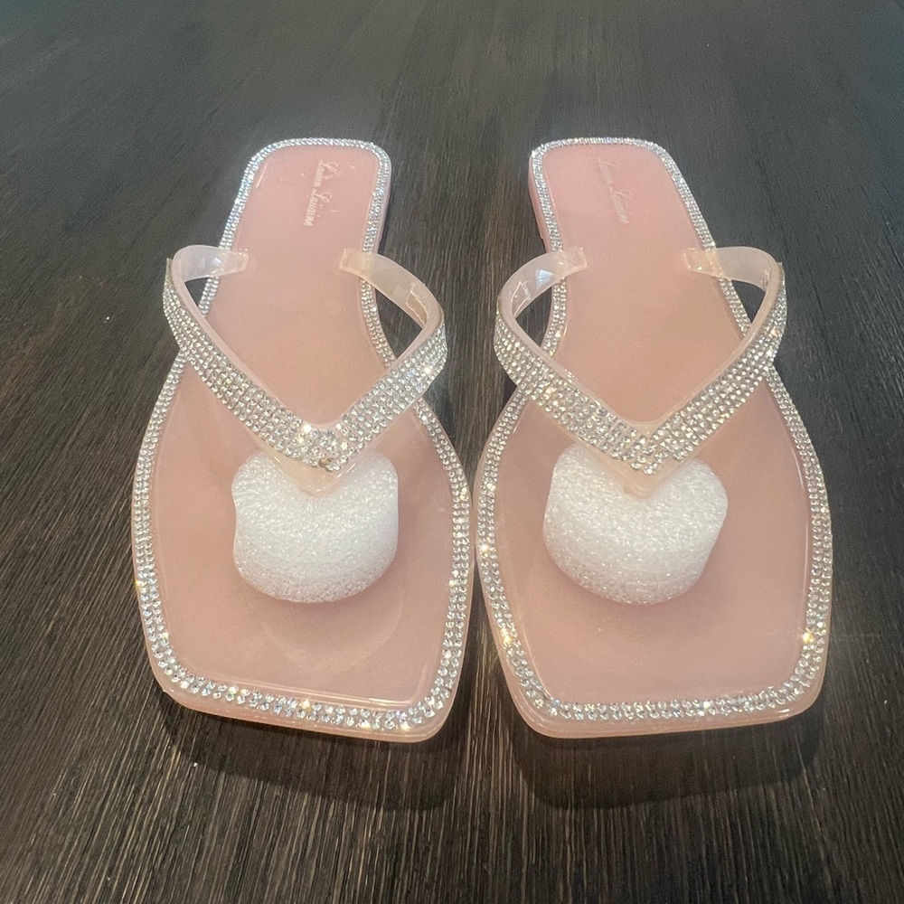 NIB Lauren Lorraine Pink Tampa Rhinestone Sandals